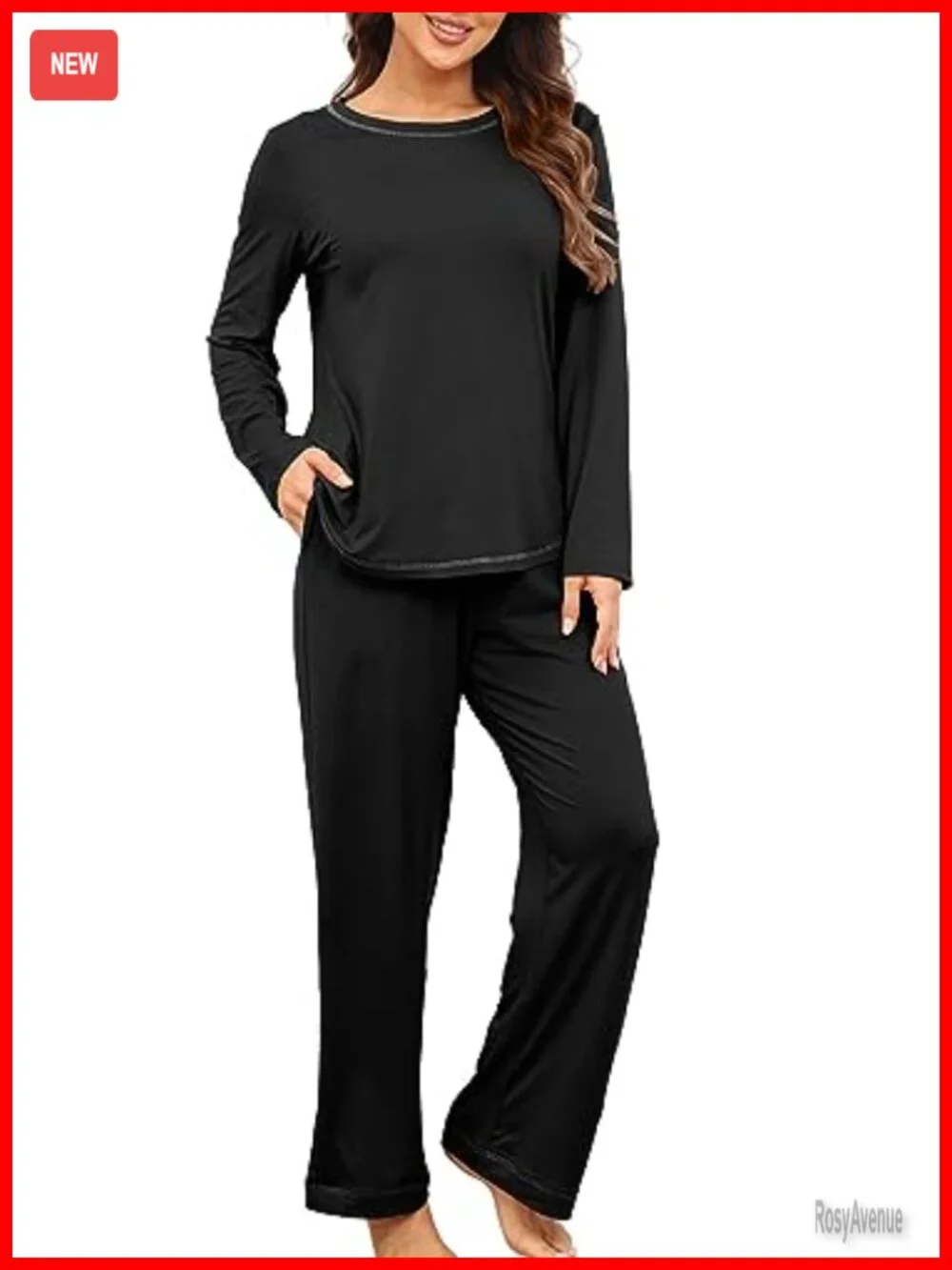 Women's Pajama Set Long Sleeve Lounge Sleepwear Soft 2 Piece with Pockets